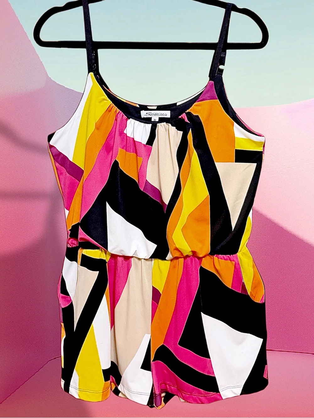Stiletto’s NEW Geometric Print Romper - Multicolor w/Adjustable Straps size XL